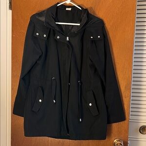 Time and Tru Black Hooded Utility Jacket